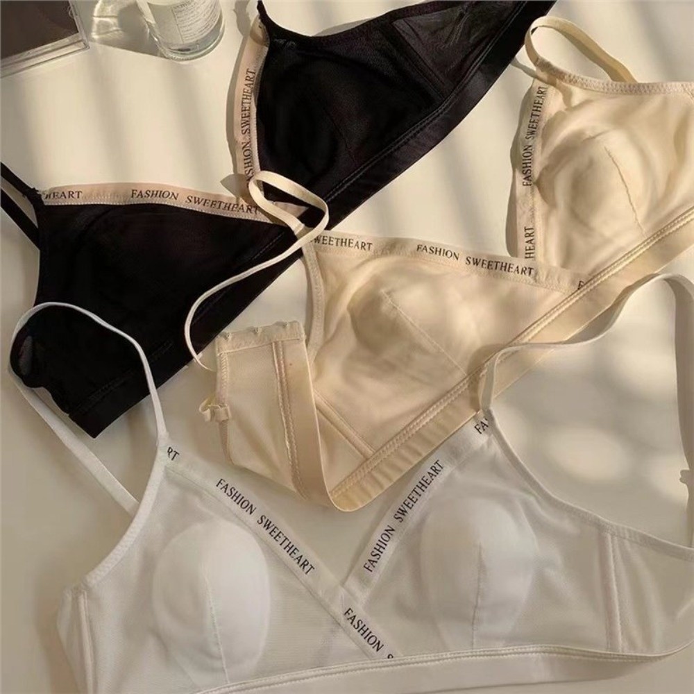 Mesh Thin Wireless Deep V Bra  - Sheer Mesh Bra ulasan dan harga