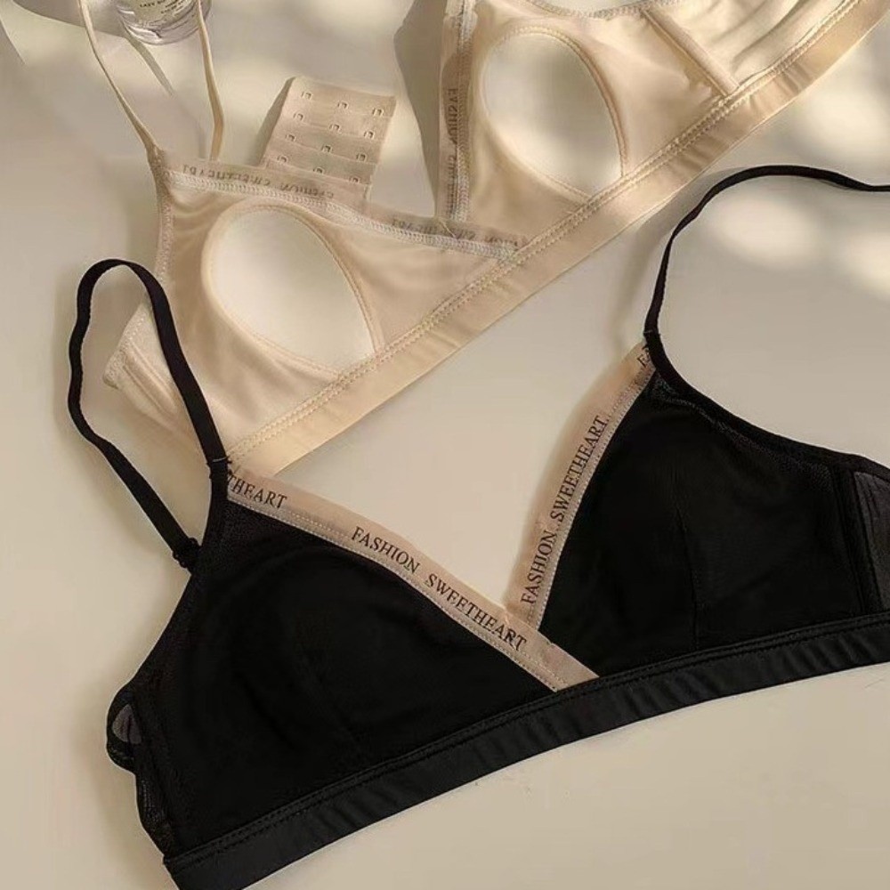 Mesh Thin Wireless Deep V Bra  - Sheer Mesh Bra ulasan dan harga